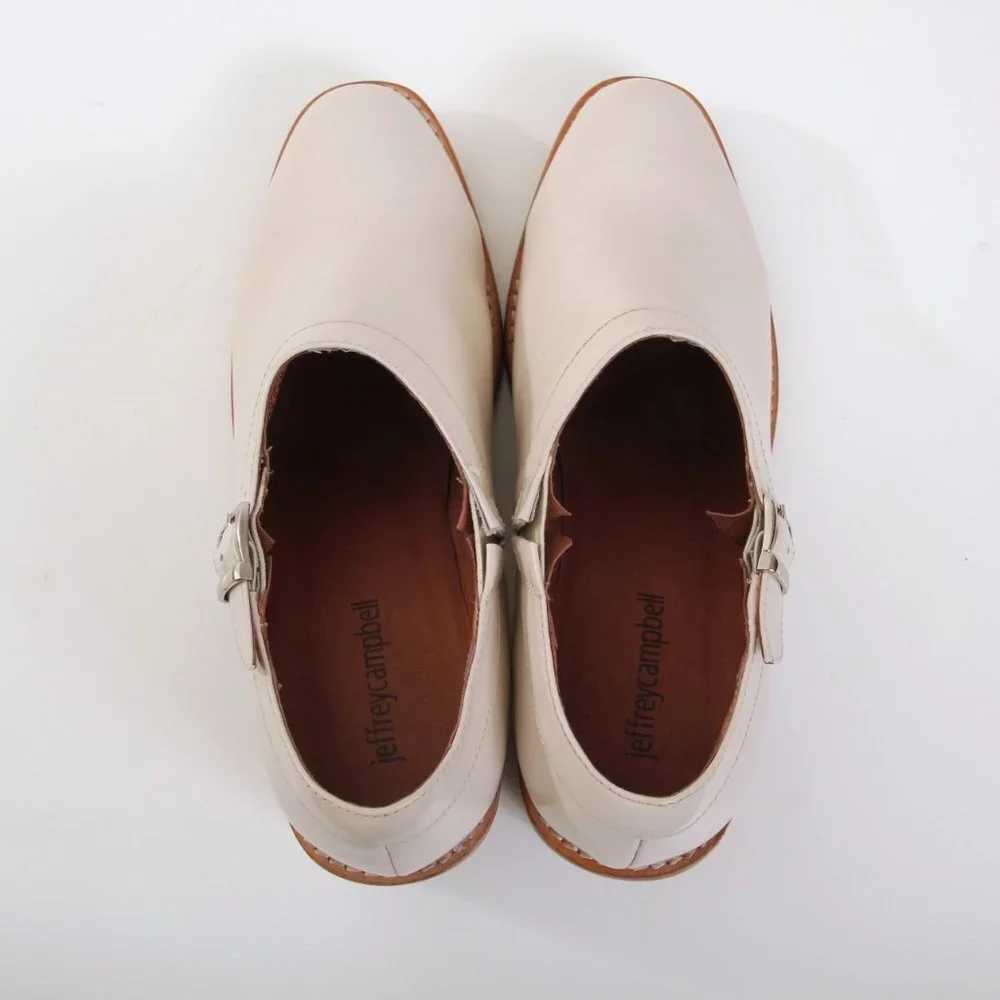 Jeffrey Campbell Warren Buckle Ankle Boots Beige Women‎ Size 8.5